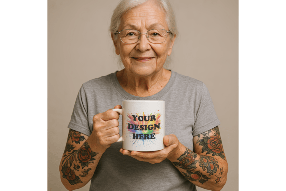 Download White Mug Mockup – Grandma with Tattoos - White mug mockup Collection