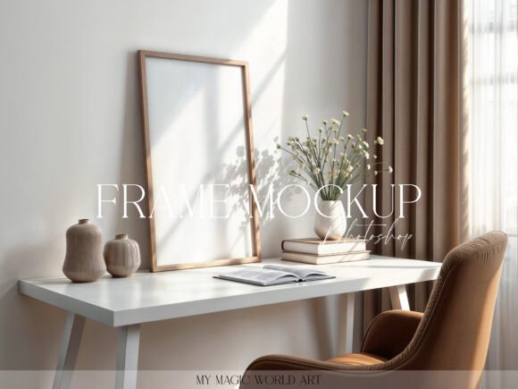 Download Psd Mockup Frame on the Table Desk - Psd mockup frame Collection
