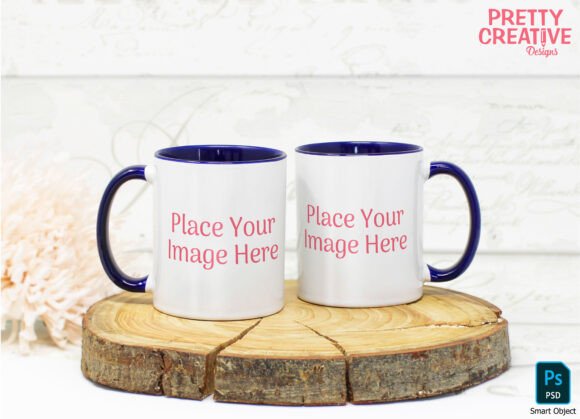Download Navy Handle Twin Mug Smart PSD Mockup - Premium Bundle